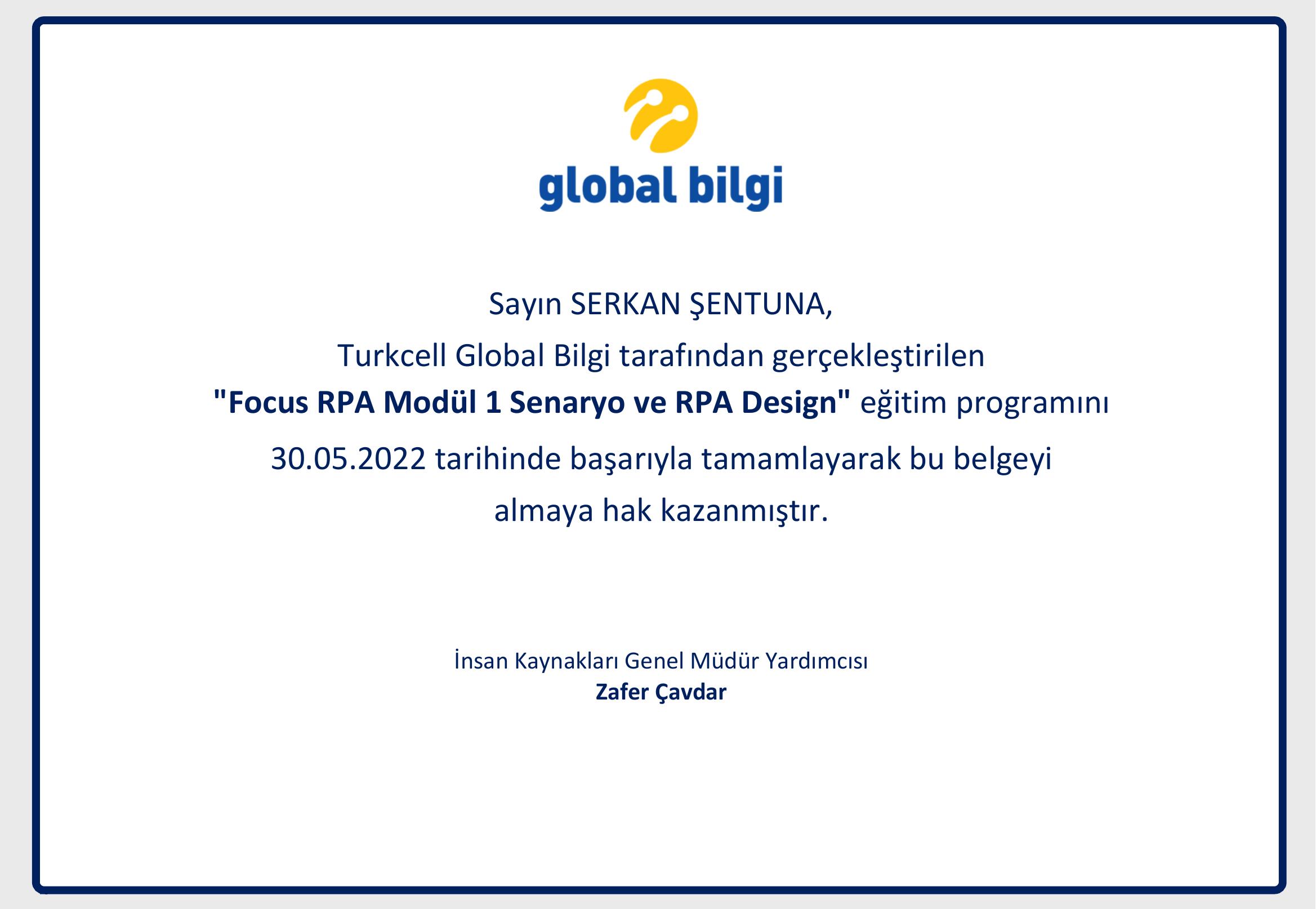 Focus RPA Modül 1: Senaryo ve RPA Design